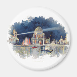 Vintage Wasserfarbe bei Nacht im Grand Court Magnet