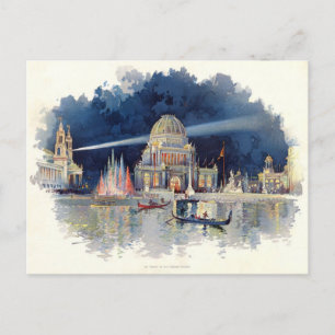 Vintage Wasserfarbe bei Nacht im Grand Court Postkarte