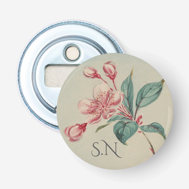 Vintage-Wasserfarbe-Bloom-Monogramm Flaschenöffner (Vorderseite)