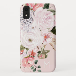 Vintage-Wasserfarbe-Blush-Rosa-Pfingstrose-Monogra Case-Mate iPhone Hülle