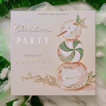 Vintage Wasserfarbe Candy Snowman Weihnachts-Party