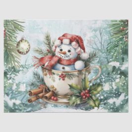 Vintage-Wasserfarbe-Decoupage-Christmas-Schneemann Seidenpapier