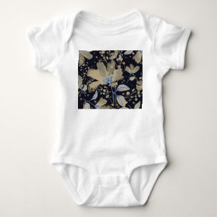 Vintage Wasserfarbe der Flora: Schwarzer Hintergru Baby Strampler