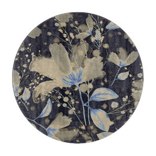 Vintage Wasserfarbe der Flora: Schwarzer Hintergru Schneidebrett