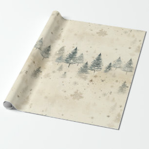 Vintage Wasserfarbe der Pinienbäume Geschenkpapier