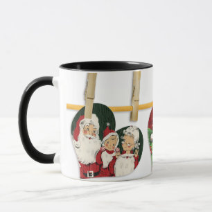 Vintage Wasserfarbe des Weihnachtsmannes und Frau  Tasse