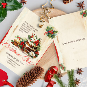 Vintage Wasserfarbe Festlich Frohe Weihnachten Par Einladung