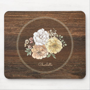 Vintage Wasserfarbe Floral mit Name Mousepad