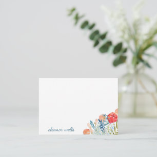 Vintage Wasserfarbe Florals Personalisierte Bodenb Mitteilungskarte