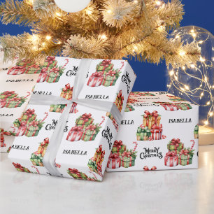 Vintage Wasserfarbe Frohe Weihnachten Personalisie Geschenkpapier