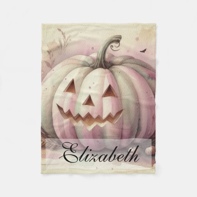 Vintage Wasserfarbe Halloween Kürbis fallen Fleecedecke (Vorderseite)