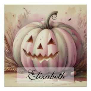 Vintage Wasserfarbe Halloween Kürbis fallen Poster