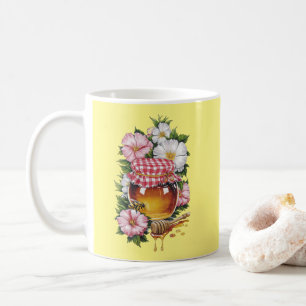 Vintage Wasserfarbe Honey Jar Blume Nostalgie Kaffeetasse