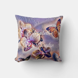 Vintage Wasserfarbe Lila Rosa Orchidee Blume Kissen