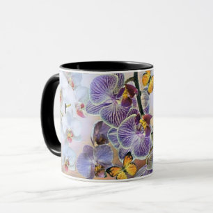 Vintage Wasserfarbe Lila Rosa Orchidee Blume Tasse