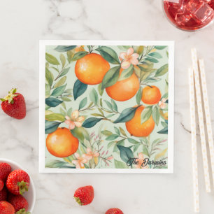 Vintage-Wasserfarbe Mandarine Orange Serviette