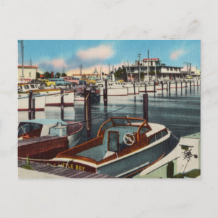 Vintage Wasserfarbe Marina Beach Reise Postkarte