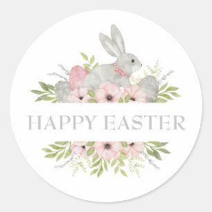 Vintage Wasserfarbe Ostern Bunny & Eggs Gruß Runder Aufkleber