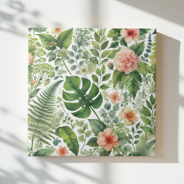 Vintage Wasserfarbe Rosa Grüne botanische Blüte Fliese