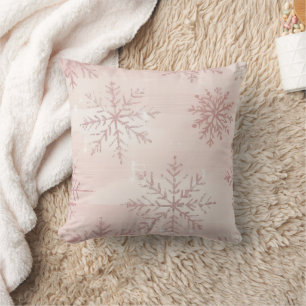 Vintage-Wasserfarbe Rosa Schneekristall Winter Wei Kissen