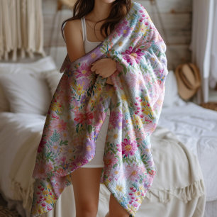 Vintage Wasserfarbe Sommer Frühling Blüte Fleecedecke