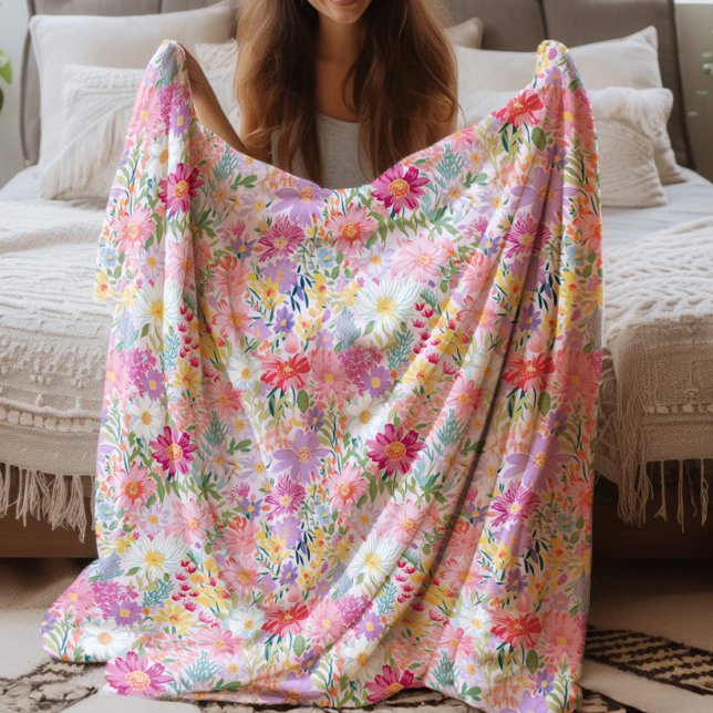 Vintage Wasserfarbe Sommer Frühling Blüte Sherpadecke (colorful spring floral ditzy pattern sherp blanket)