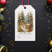 vintage Wasserfarbe Tannenbaum Hase Weihnachten