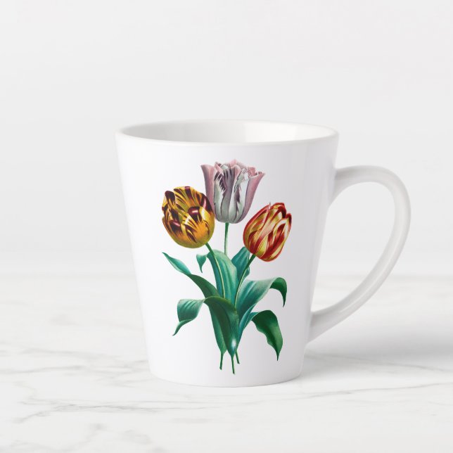 Vintage Wasserfarbe Tulip Blume Bouquet Milchtasse (Rechts)