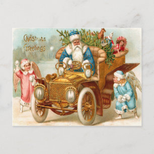 Vintage-Wasserfarbe-Weihnachtsgrüße des heiligen N Feiertagspostkarte