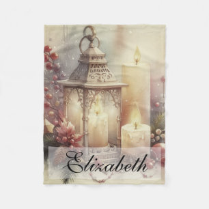Vintage-Wasserfarbe-Weihnachtslaterne und -Ornamen Fleecedecke