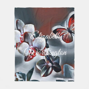 Vintage Wasserfarbe Weiße Graue Orchidee Blume Fleecedecke