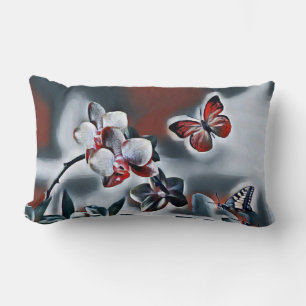 Vintage Wasserfarbe Weiße Graue Orchidee Blume Lendenkissen