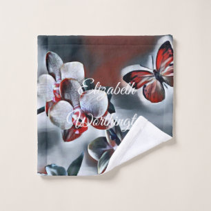 Vintage Wasserfarbe Weiße Graue Orchidee Blume Waschlappen
