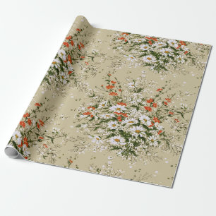 Vintage-Wasserfarbe-Wildblumen-Gänseblümchen-Strau Geschenkpapier