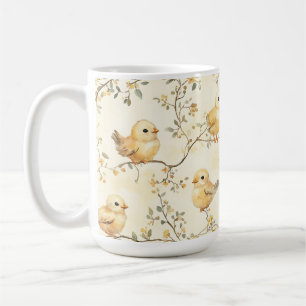Vintage Wasserfarben Baby-Chips und Blumenfrühling Kaffeetasse