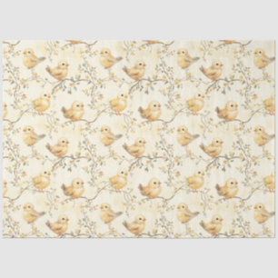 Vintage Wasserfarben Baby-Chips und Blumenfrühling Seidenpapier