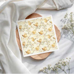 Vintage Wasserfarben Baby-Chips und Blumenfrühling Serviette