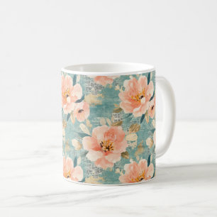 Vintage-Wasserfarben-Blumen-Abstraktmuster Kaffeetasse