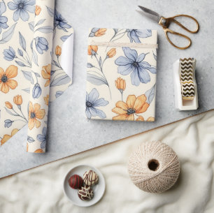 Vintage-Wasserfarben-Blumen-Geschenkpapier Geschenkpapier