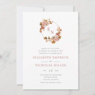 Vintage Wasserfarben Blumenkranz Hochzeit Einladung