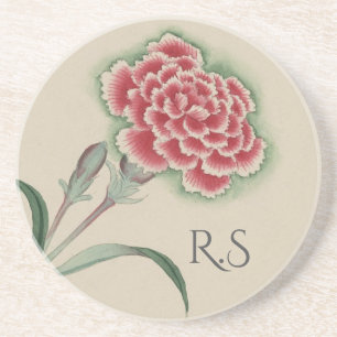 Vintage-Wasserfarben-Blumenmonogramm Getränkeuntersetzer