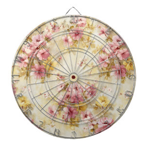 Vintage-Wasserfarben-Blumenmuster Dartscheibe