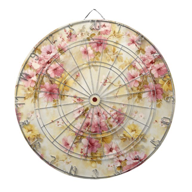 Vintage-Wasserfarben-Blumenmuster Dartscheibe (vorne)