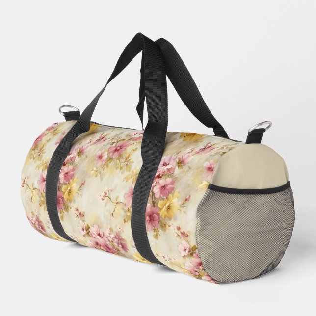 Vintage-Wasserfarben-Blumenmuster Duffle Bag (Rechte Ecke)