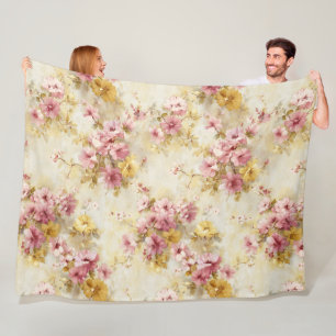 Vintage-Wasserfarben-Blumenmuster Fleecedecke