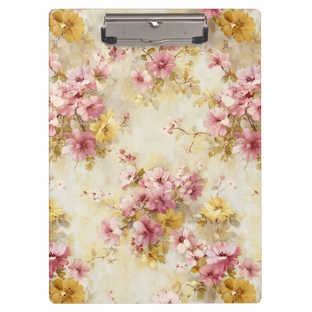 Vintage-Wasserfarben-Blumenmuster Klemmbrett (Vorderseite)
