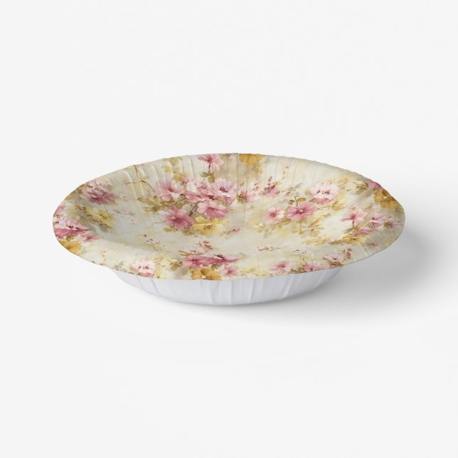 Vintage-Wasserfarben-Blumenmuster Pappteller (Gewinkelt)