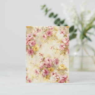 Vintage-Wasserfarben-Blumenmuster Postkarte
