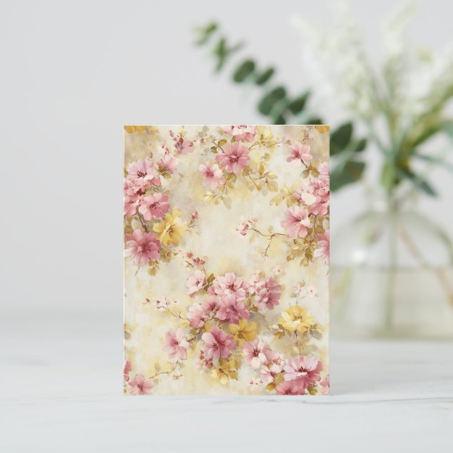 Vintage-Wasserfarben-Blumenmuster Postkarte (Stehend Vorderseite)