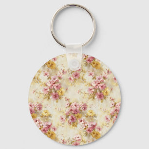 Vintage-Wasserfarben-Blumenmuster Schlüsselanhänger
